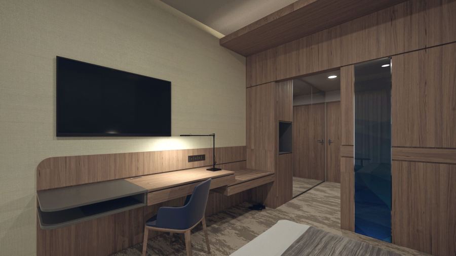 Vendégszoba látványterv. Render: Rideg Marcell