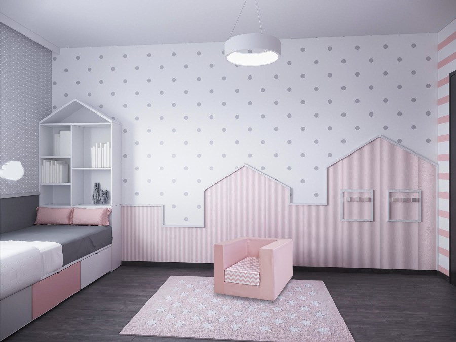 Kislány szoba látványterv. Render: dotDESIGN