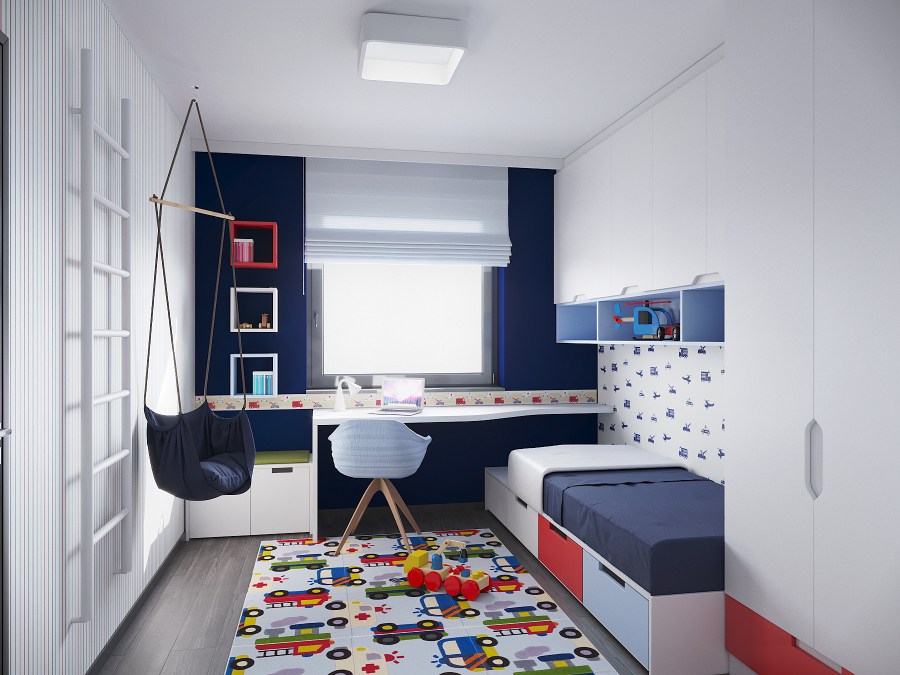 Kisfiú szoba látványterv. Render: dotDESIGN