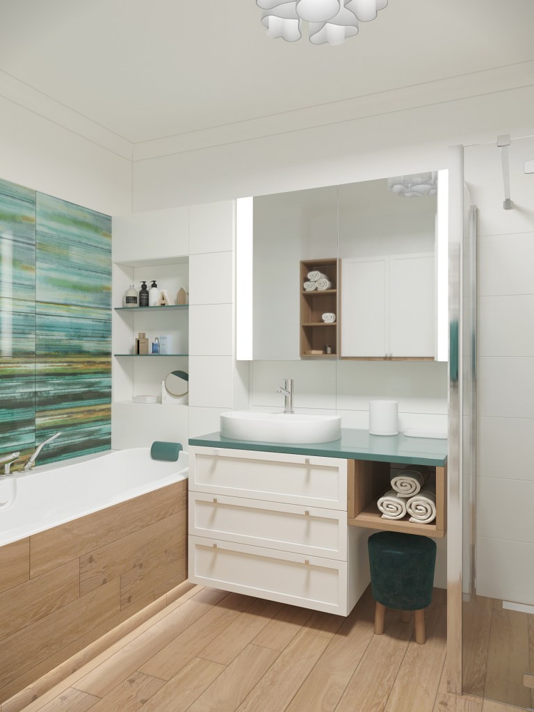 Fürdőszoba látványterv. Render: dotDESIGN